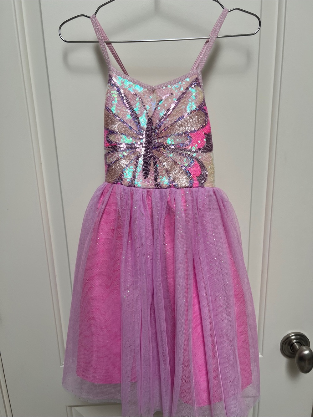 Zunie Pink Sequin Butterfly Tulle Dress